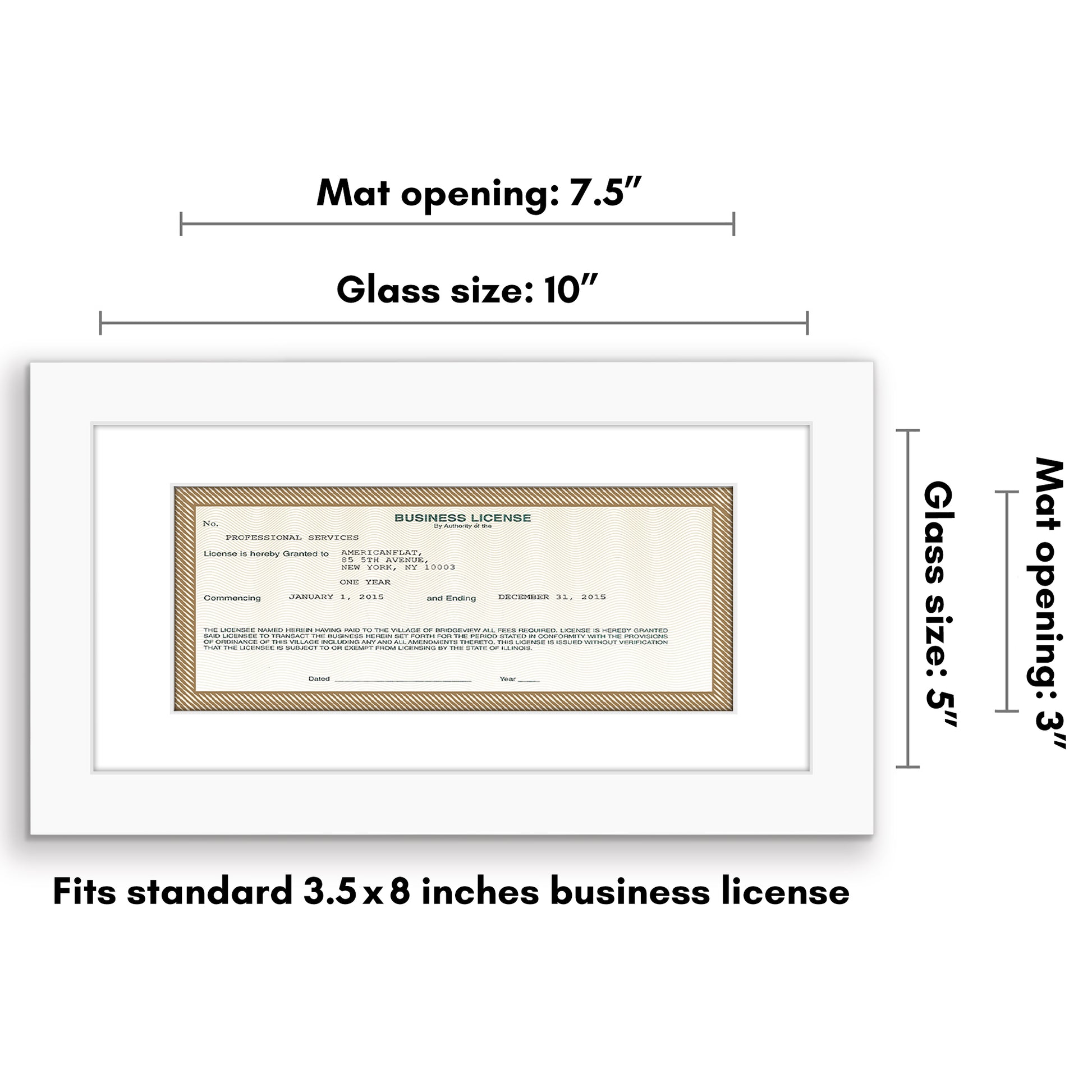 Business License MF0510WHT Frame - Americanflat