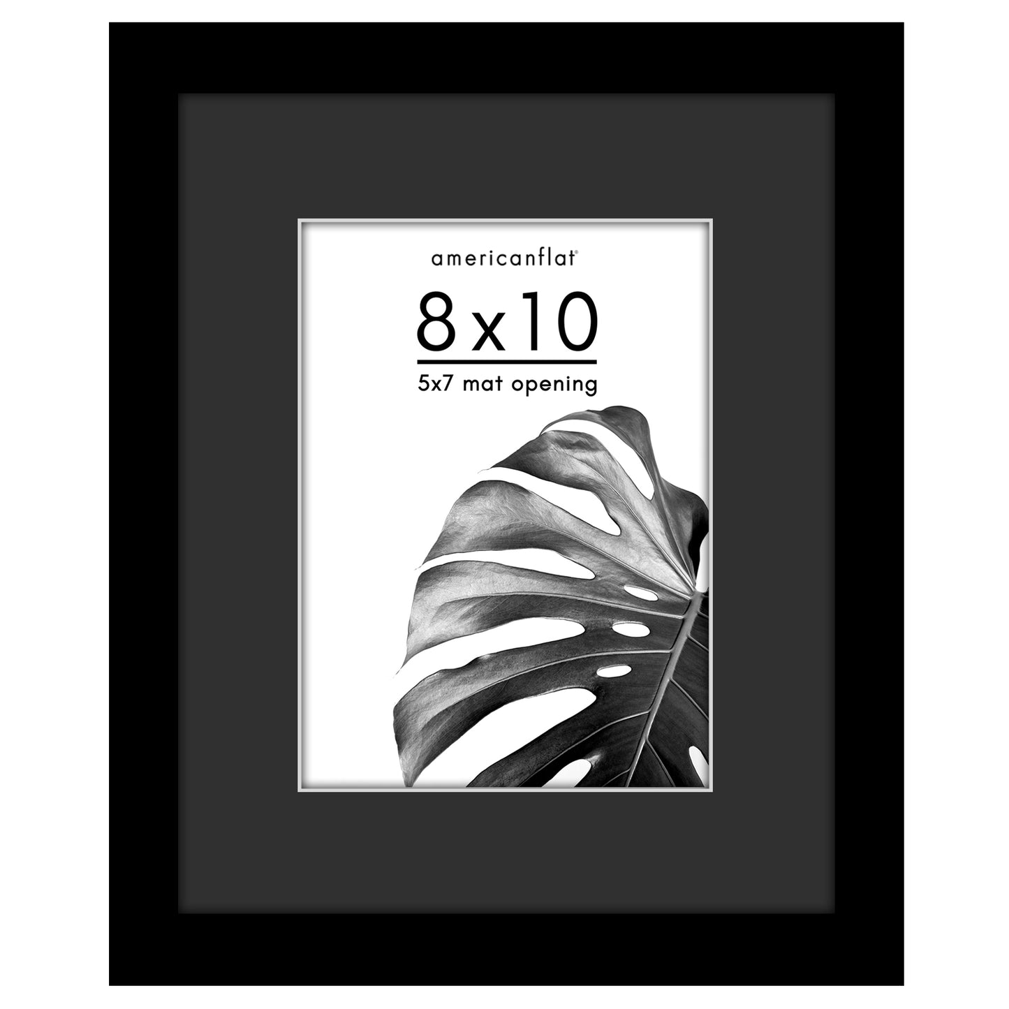 Americanflat Picture Frame | Black Mat and White Trim | Classic Molding