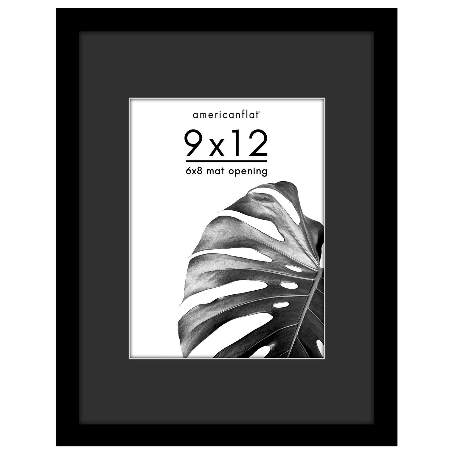 Americanflat Picture Frame | Black Mat and White Trim | Classic Molding