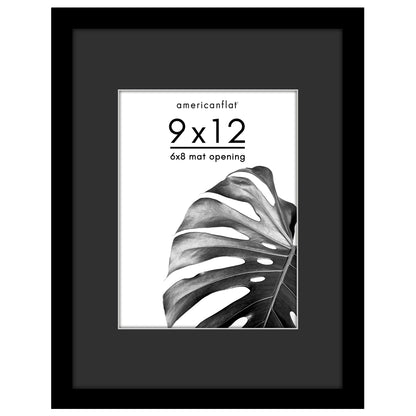 Americanflat Picture Frame | Black Mat and White Trim | Classic Molding