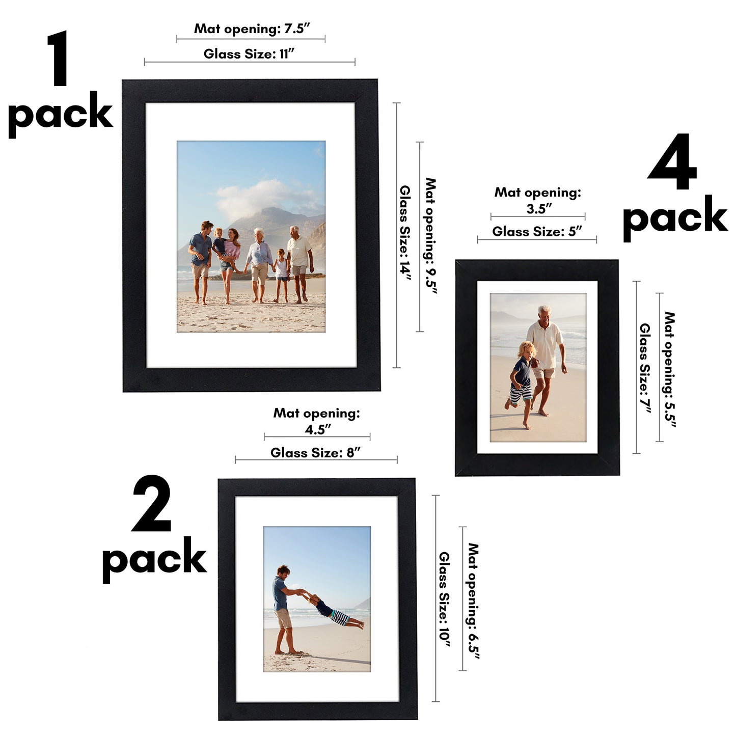 Gallery Wall Picture Frame Set 7 Piece | Wall Decor Display | Protective Glass