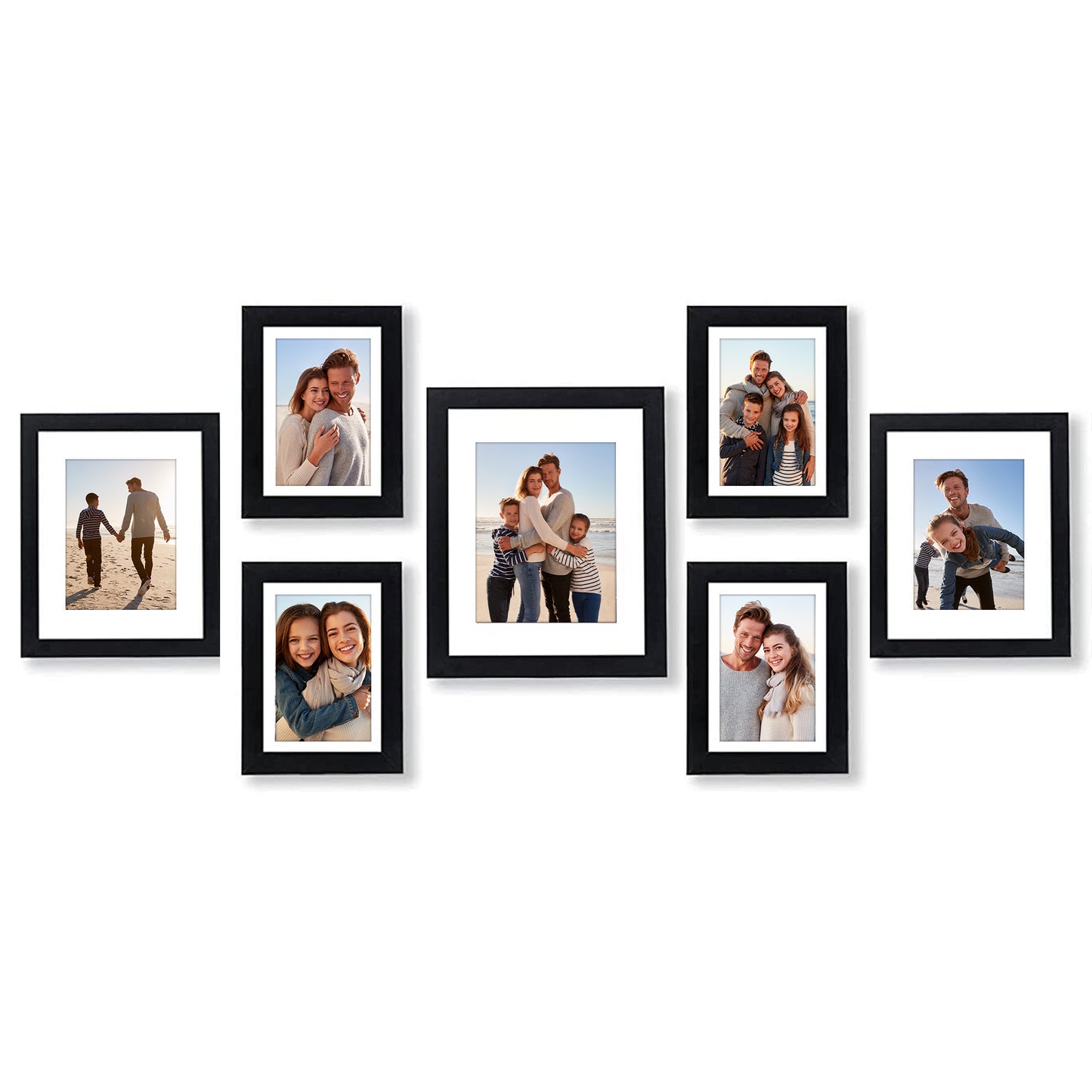 Gallery Wall Picture Frame Set 7 Piece | Wall Decor Display | Protective Glass