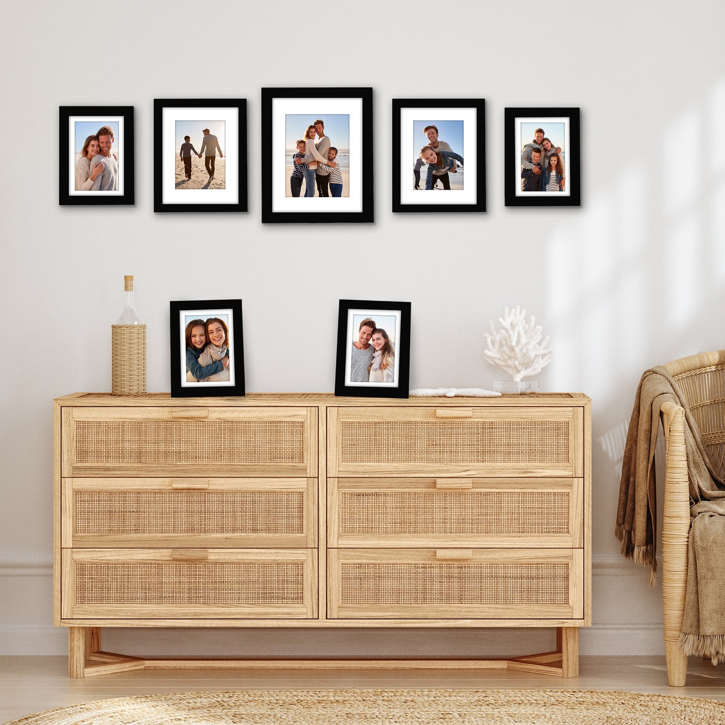 Gallery Wall Picture Frame Set 7 Piece | Wall Decor Display | Protective Glass