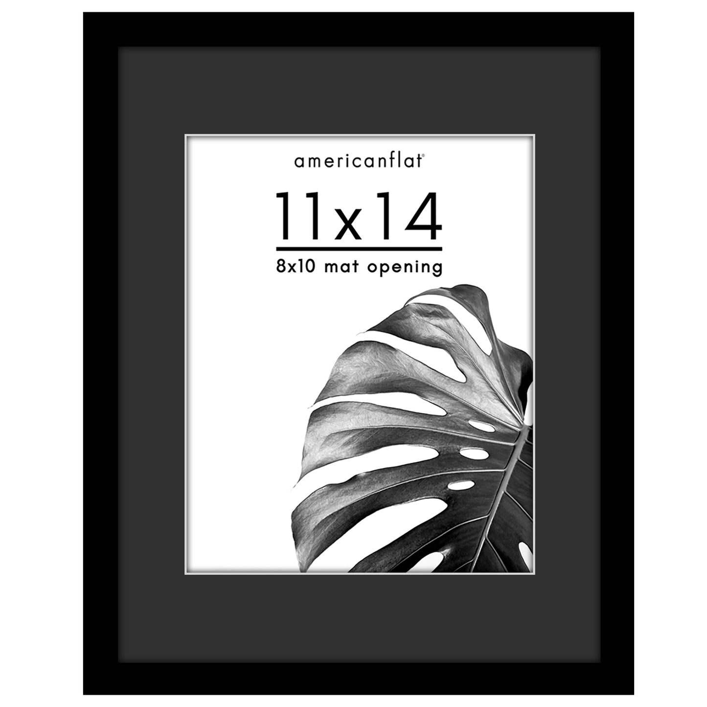 Americanflat Picture Frame | Black Mat and White Trim | Classic Molding