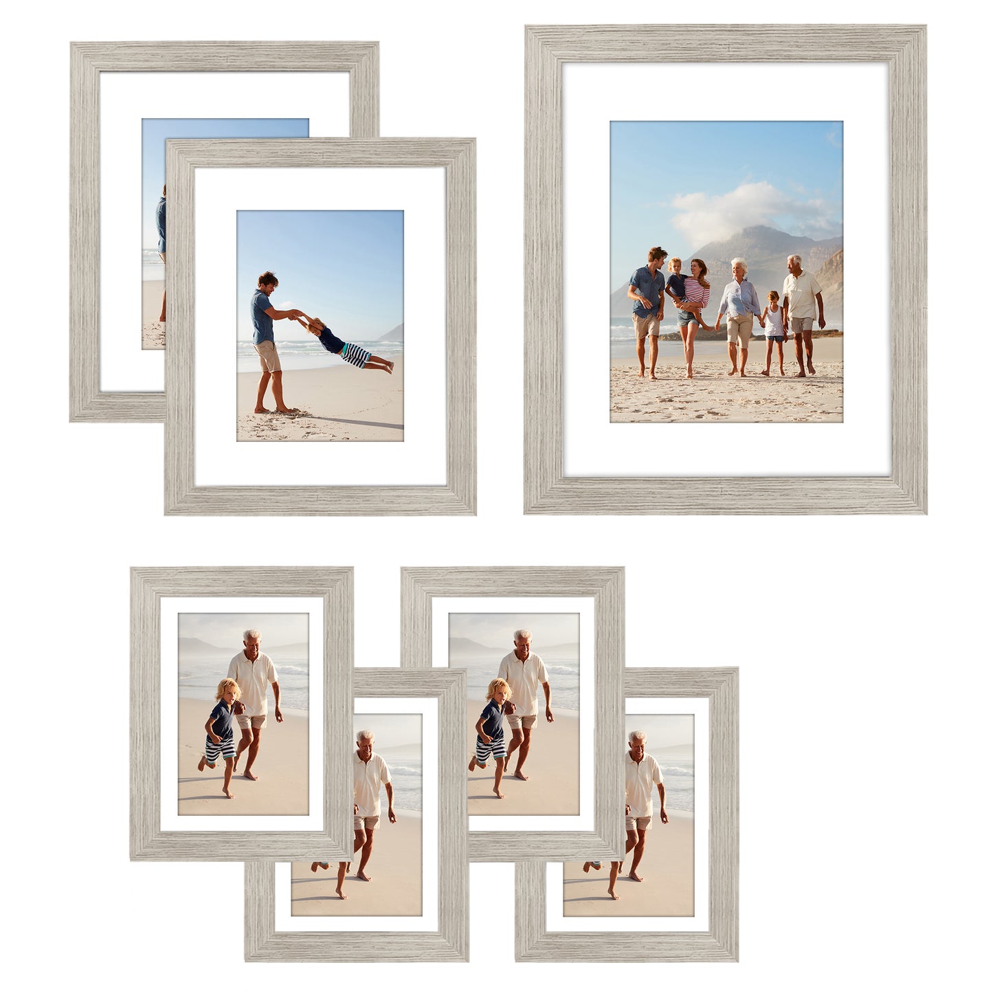 Gallery Wall Picture Frame Set 7 Piece | Wall Decor Display | Protective Glass