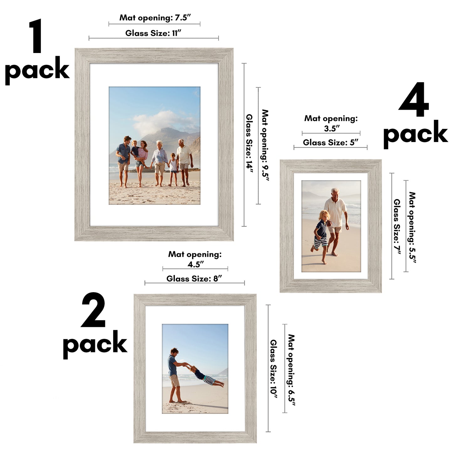Gallery Wall Picture Frame Set 7 Piece | Wall Decor Display | Protective Glass