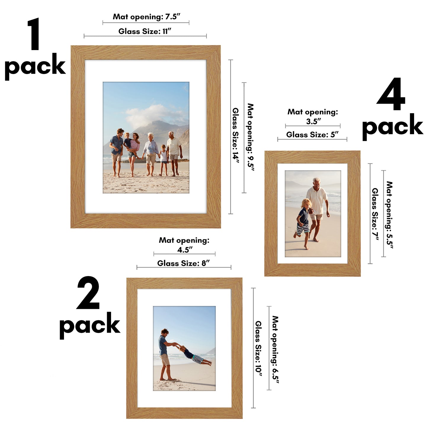Gallery Wall Picture Frame Set 7 Piece | Wall Decor Display | Protective Glass