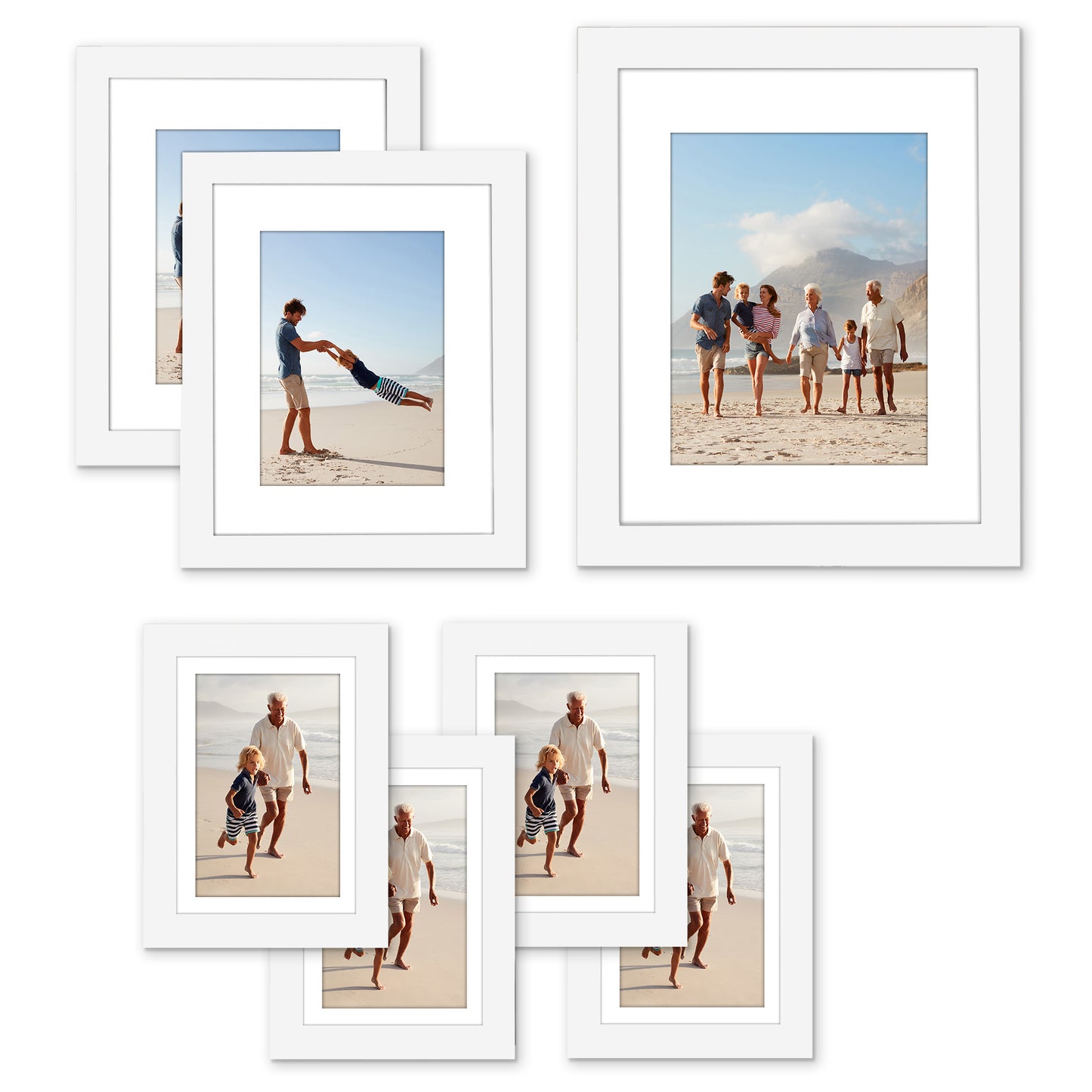 Gallery Wall Picture Frame Set 7 Piece | Wall Decor Display | Protective Glass