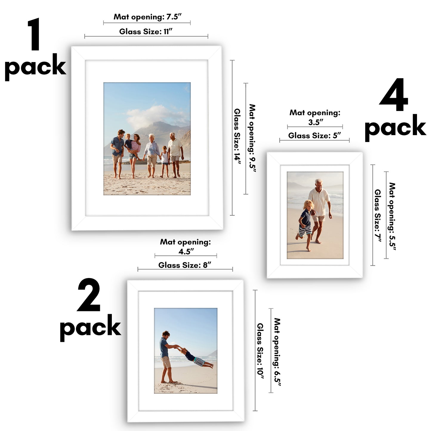 Gallery Wall Picture Frame Set 7 Piece | Wall Decor Display | Protective Glass