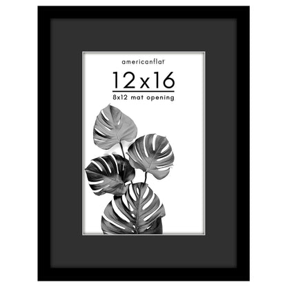 Americanflat Picture Frame | Black Mat and White Trim | Classic Molding