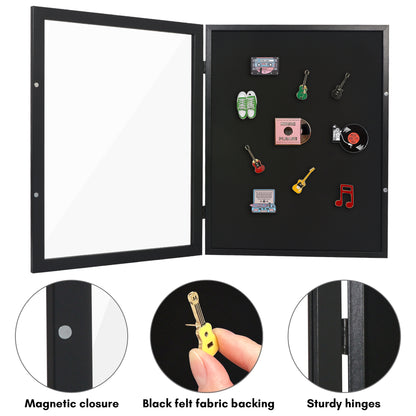 Pin Display Case | Shatter-Resistant Glass | Enamel Pin Holder | Wall Art Display