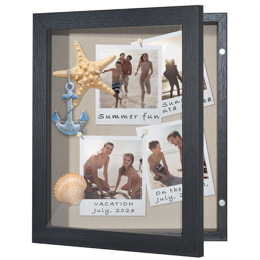 Front Loading Shadow Box Frame | Display Case for Keepsakes | Wall Art Decor