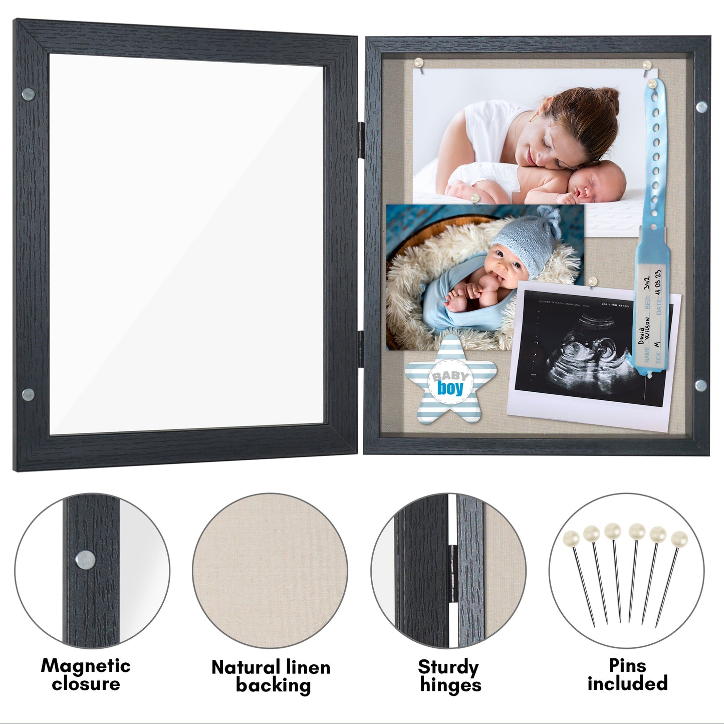 Front Loading Shadow Box Frame | Display Case for Keepsakes | Wall Art Decor