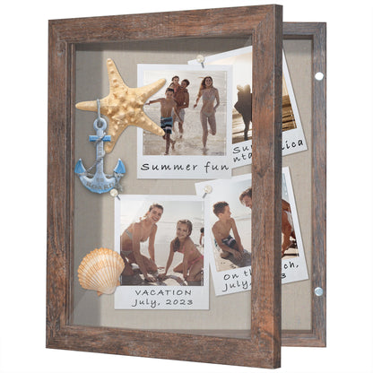 Front Loading Shadow Box Frame | Display Case for Keepsakes | Wall Art Decor