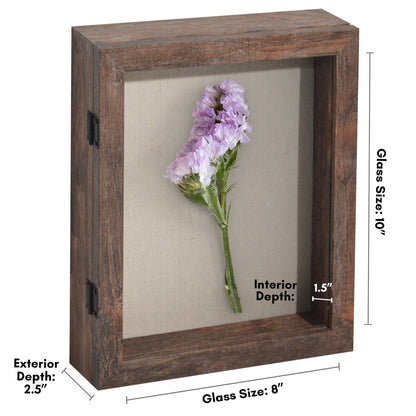 Front Loading Shadow Box Frame | Display Case for Keepsakes | Wall Art Decor
