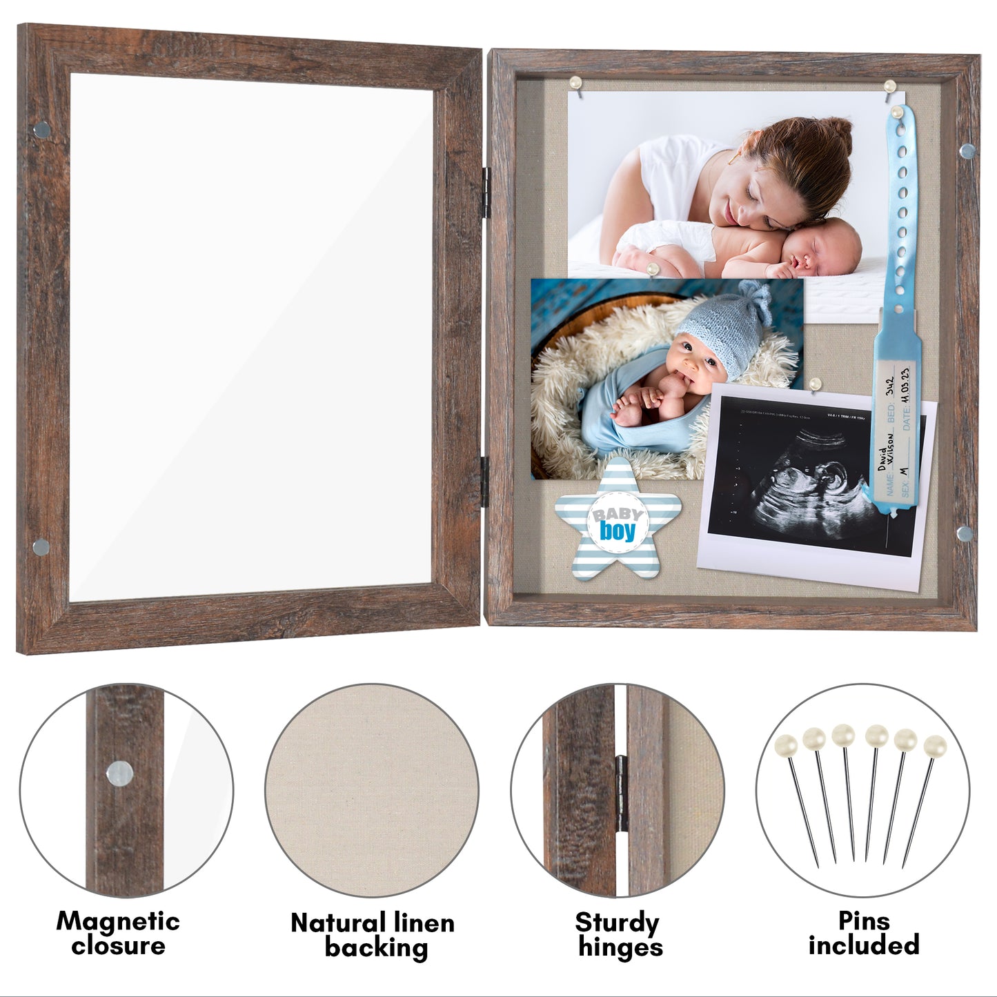 Front Loading Shadow Box Frame | Display Case for Keepsakes | Wall Art Decor