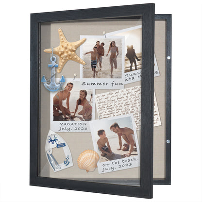 Front Loading Shadow Box Frame | Display Case for Keepsakes | Wall Art Decor