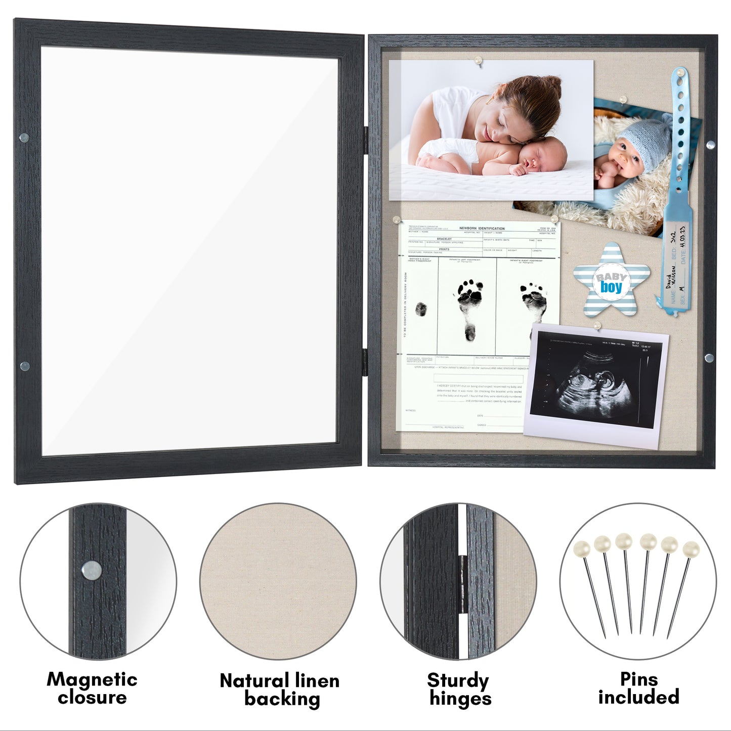 Front Loading Shadow Box Frame | Display Case for Keepsakes | Wall Art Decor
