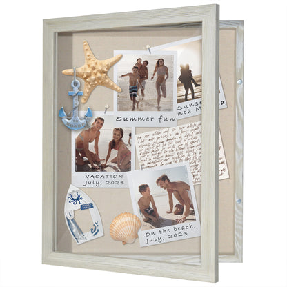 Front Loading Shadow Box Frame | Display Case for Keepsakes | Wall Art Decor