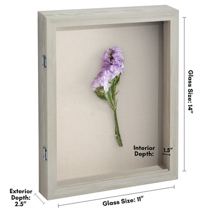 Front Loading Shadow Box Frame | Display Case for Keepsakes | Wall Art Decor