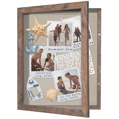 Front Loading Shadow Box Frame | Display Case for Keepsakes | Wall Art Decor