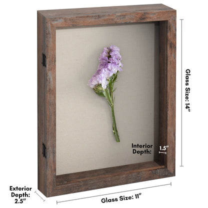 Front Loading Shadow Box Frame | Display Case for Keepsakes | Wall Art Decor