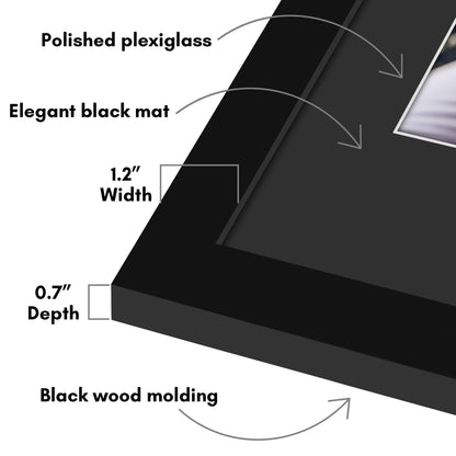 Americanflat Picture Frame with Black Mat and White Trim | Wide Molding