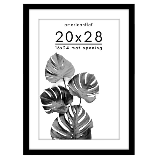 Americanflat Wooden Poster Frame with Mat | Plexiglass Cover
