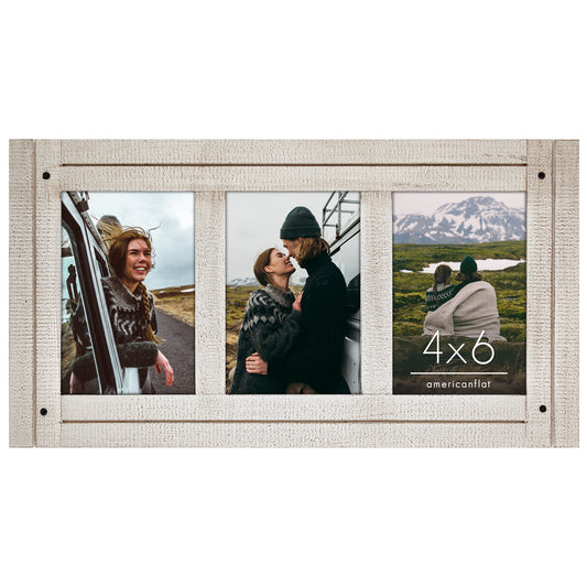 Americanflat Tri-Photo Frame for Western Home Decor | Choose Your Color