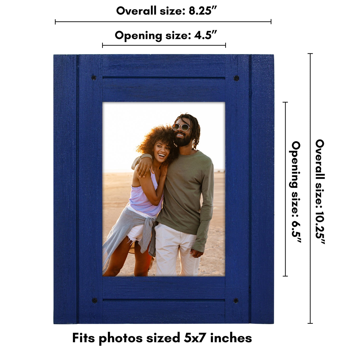 Picture Frame | Rustic Textured Wood | Shatter-Resistant Glass | Easel Back