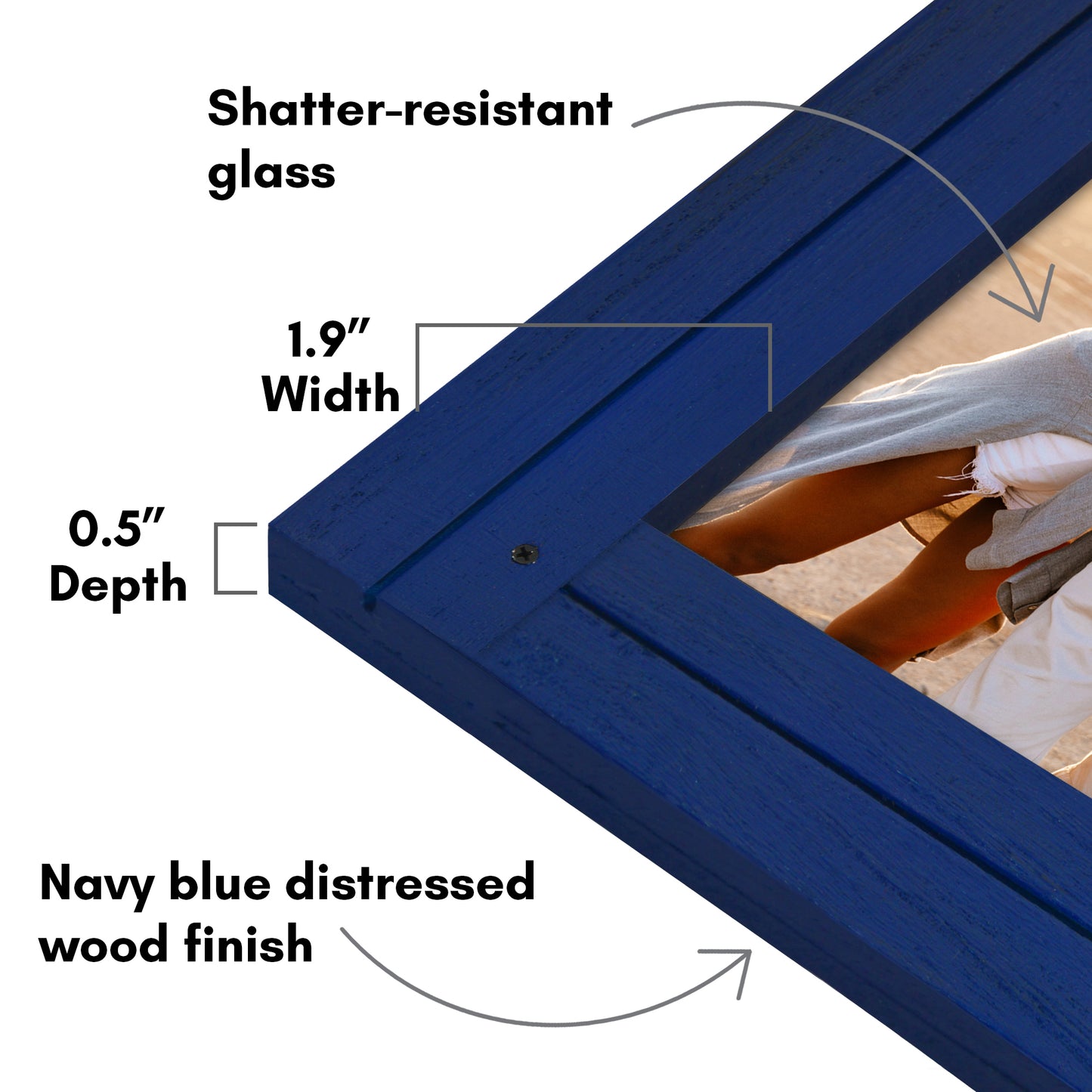 Picture Frame | Rustic Textured Wood | Shatter-Resistant Glass | Easel Back