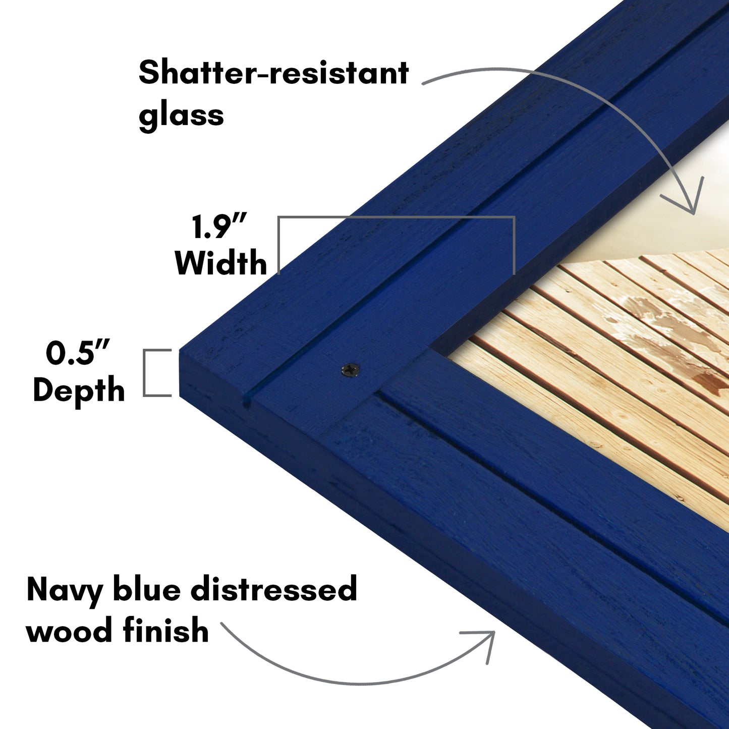 Picture Frame | Rustic Textured Wood | Shatter-Resistant Glass | Easel Back