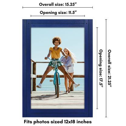 Picture Frame | Rustic Textured Wood | Shatter-Resistant Glass | Easel Back