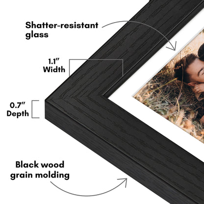 Picture Frame | Wide Molding | Included Mat | Shatter-Resistant Glass | Wall Decor