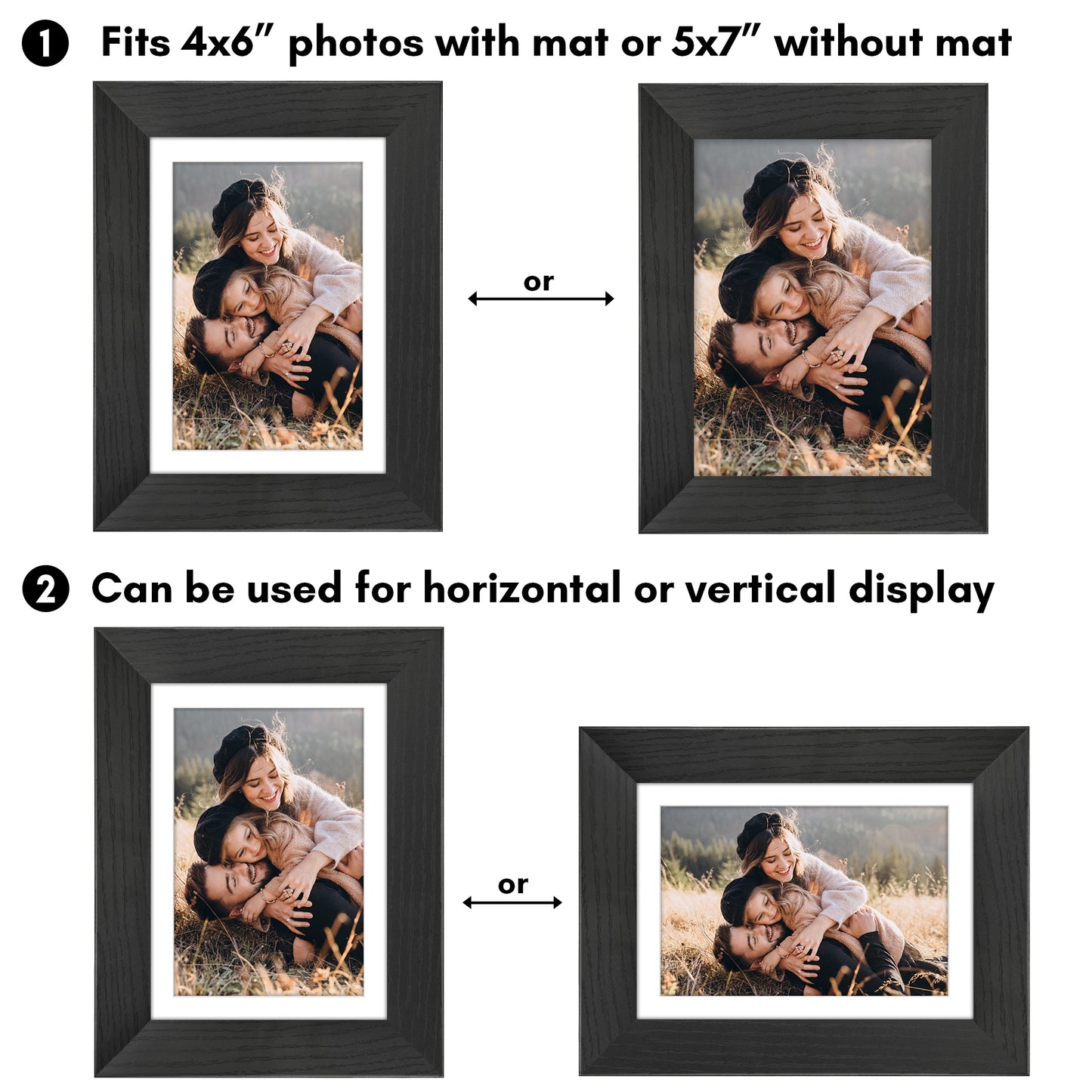 Picture Frame | Wide Molding | Included Mat | Shatter-Resistant Glass | Wall Decor