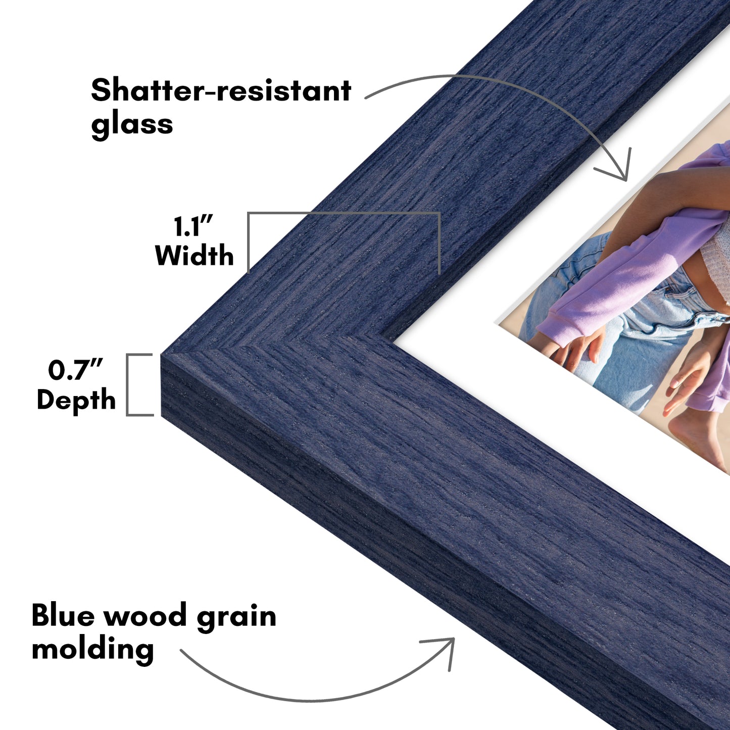 Picture Frame | Wide Molding | Included Mat | Shatter-Resistant Glass | Wall Decor