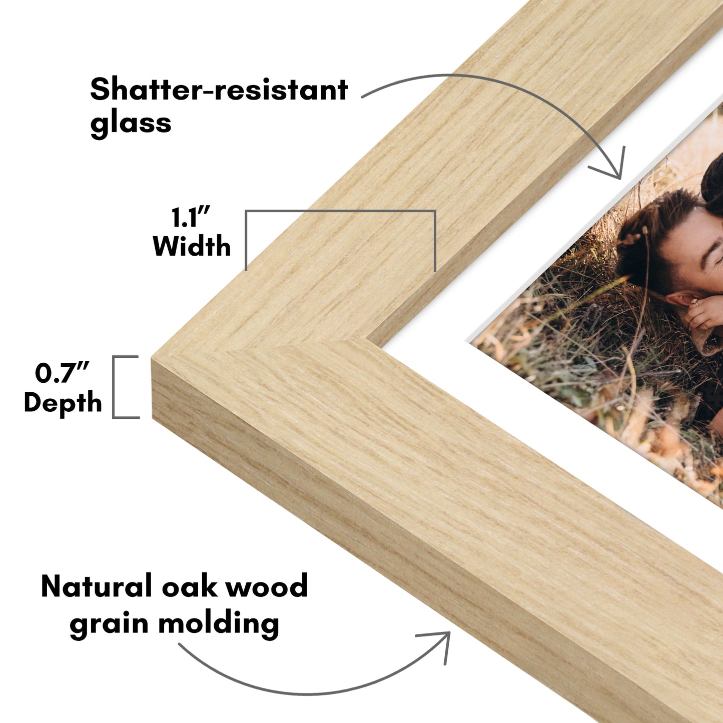 Picture Frame | Wide Molding | Included Mat | Shatter-Resistant Glass | Wall Decor