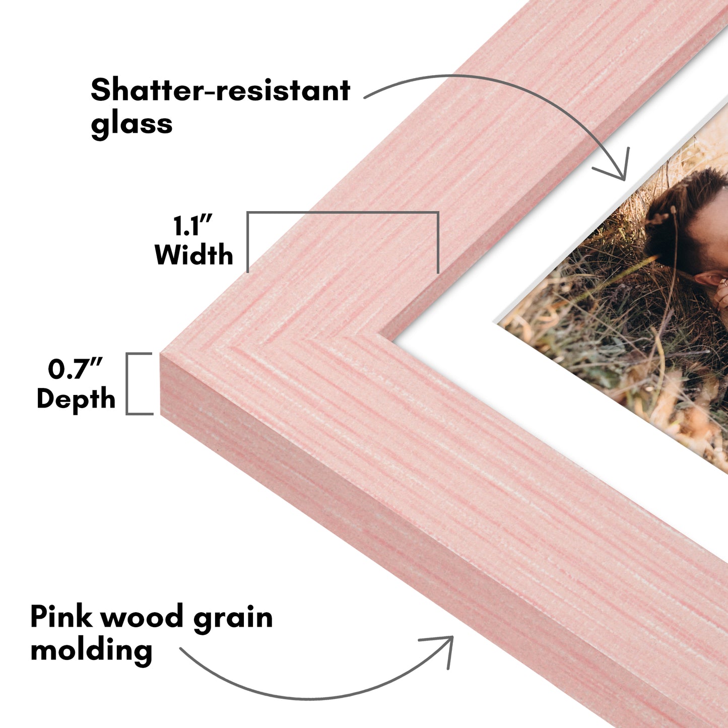 Picture Frame | Wide Molding | Included Mat | Shatter-Resistant Glass | Wall Decor