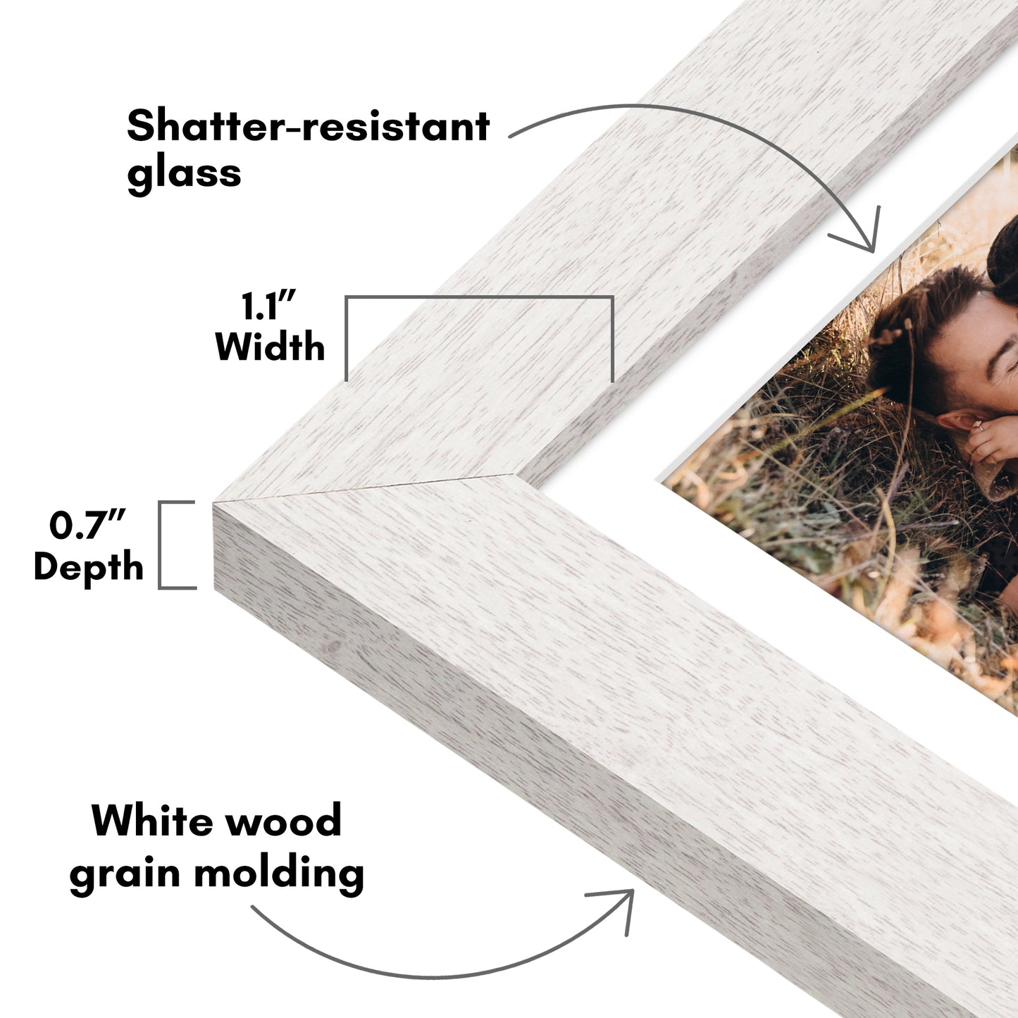 Picture Frame | Wide Molding | Included Mat | Shatter-Resistant Glass | Wall Decor