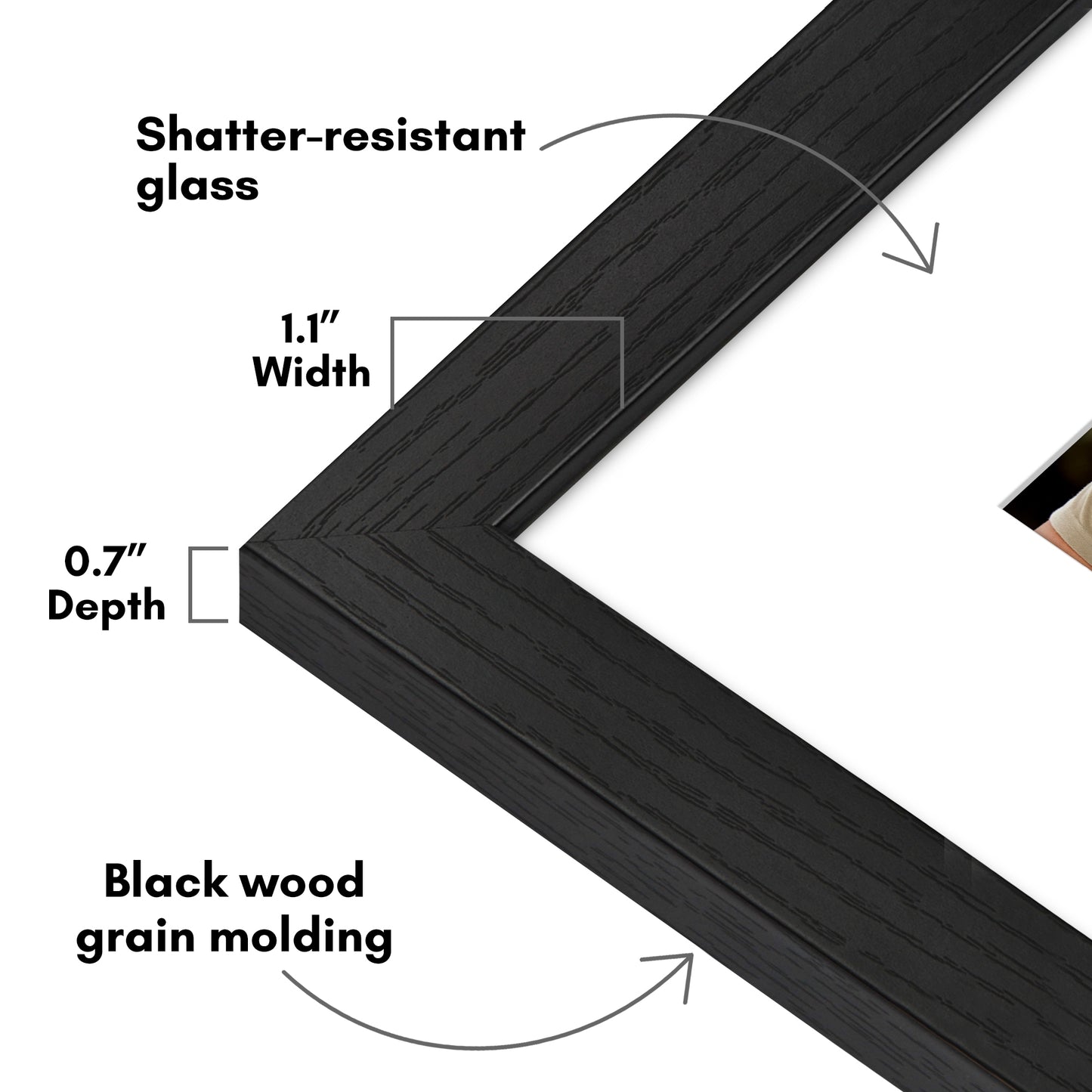 Picture Frame | Wide Molding | Included Mat | Shatter-Resistant Glass | Wall Decor