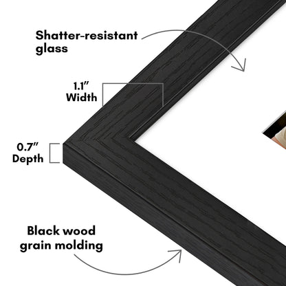 Picture Frame | Wide Molding | Included Mat | Shatter-Resistant Glass | Wall Decor