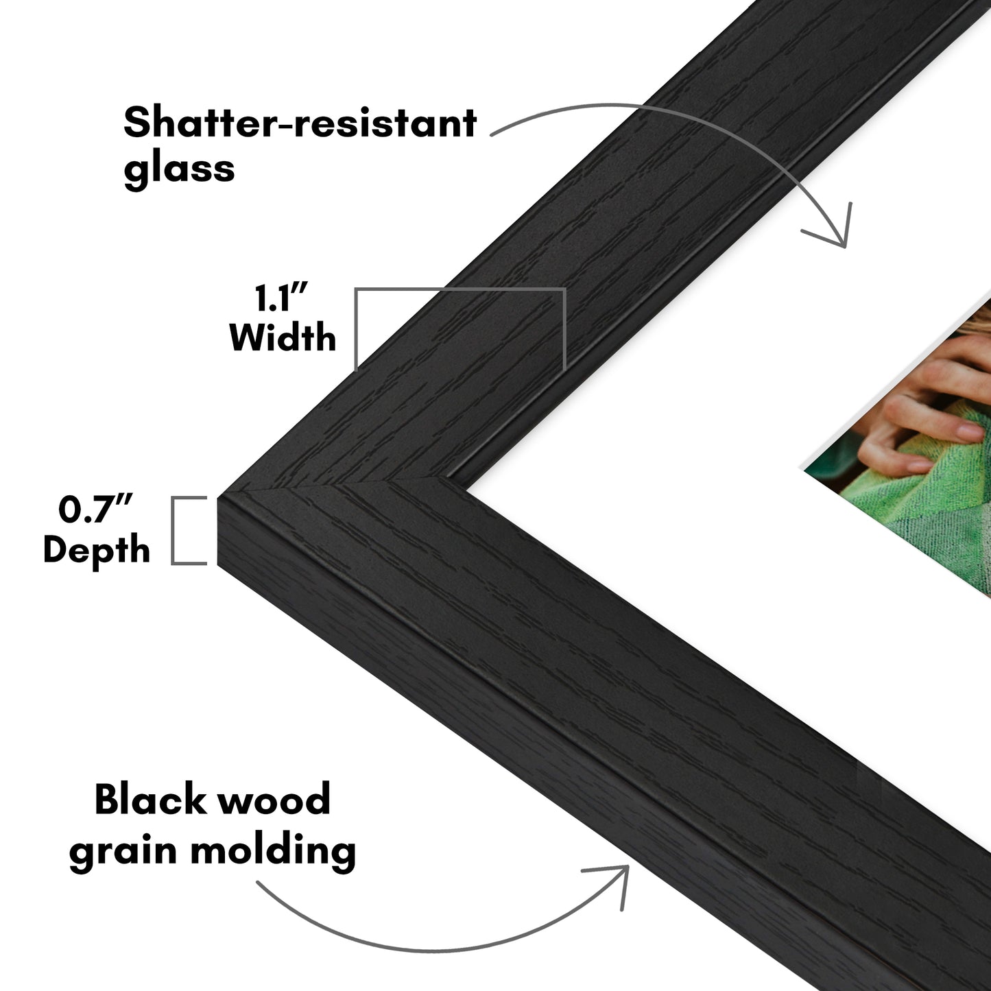 Picture Frame | Wide Molding | Included Mat | Shatter-Resistant Glass | Wall Decor