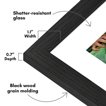 Picture Frame | Wide Molding | Included Mat | Shatter-Resistant Glass | Wall Decor