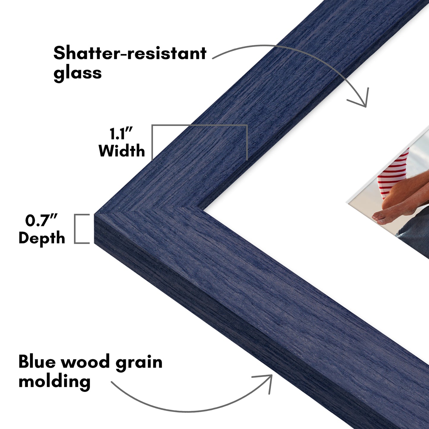 Picture Frame | Wide Molding | Included Mat | Shatter-Resistant Glass | Wall Decor