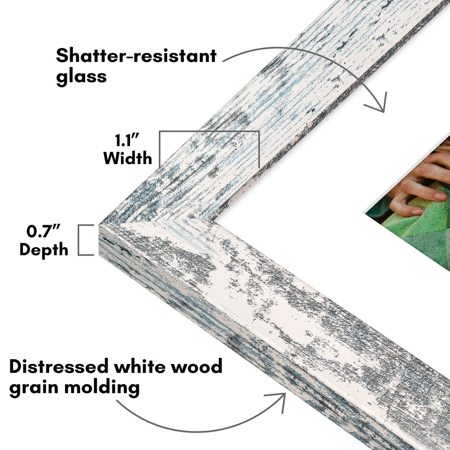 Picture Frame | Wide Molding | Included Mat | Shatter-Resistant Glass | Wall Decor