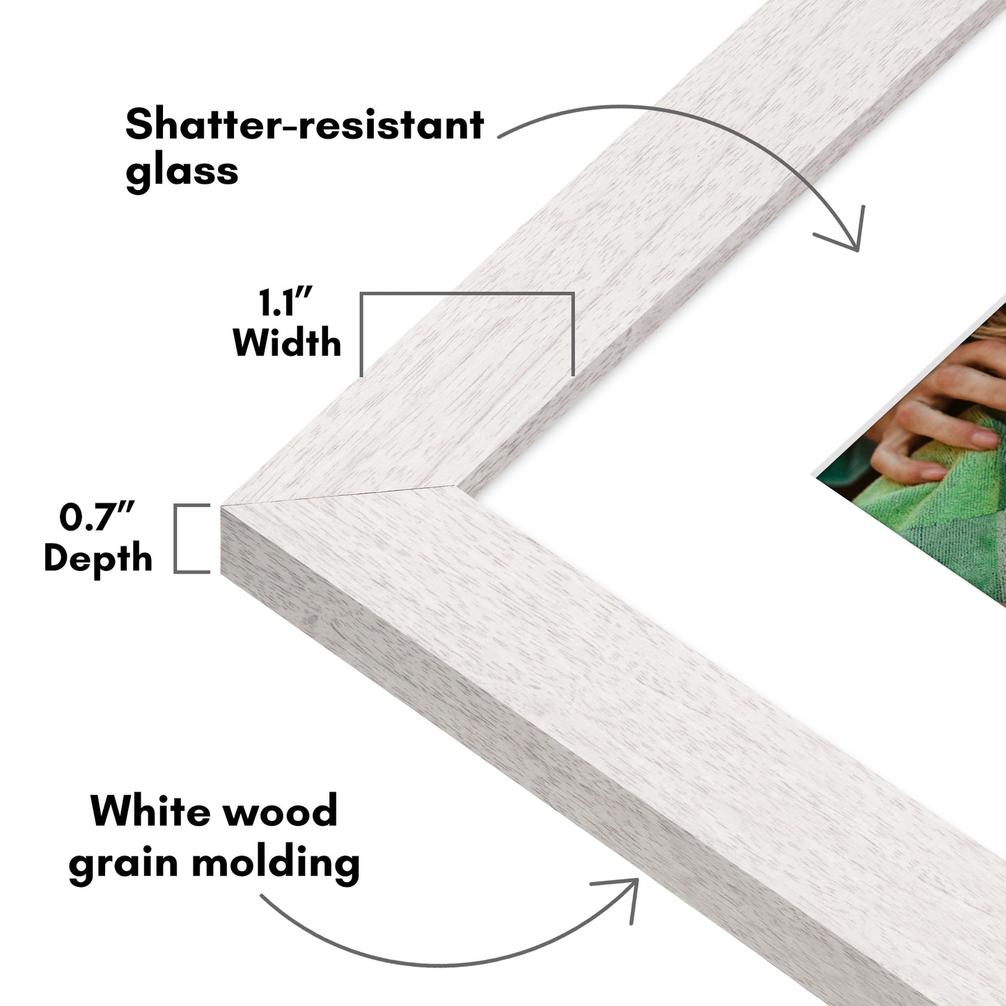Picture Frame | Wide Molding | Included Mat | Shatter-Resistant Glass | Wall Decor