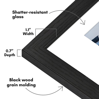 Picture Frame | Wide Molding | Included Mat | Shatter-Resistant Glass | Wall Decor