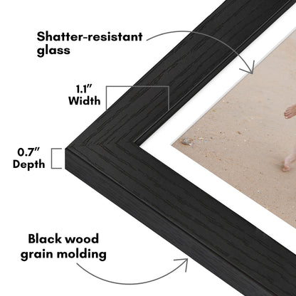 Picture Frame | Wide Molding | Included Mat | Shatter-Resistant Glass | Wall Decor