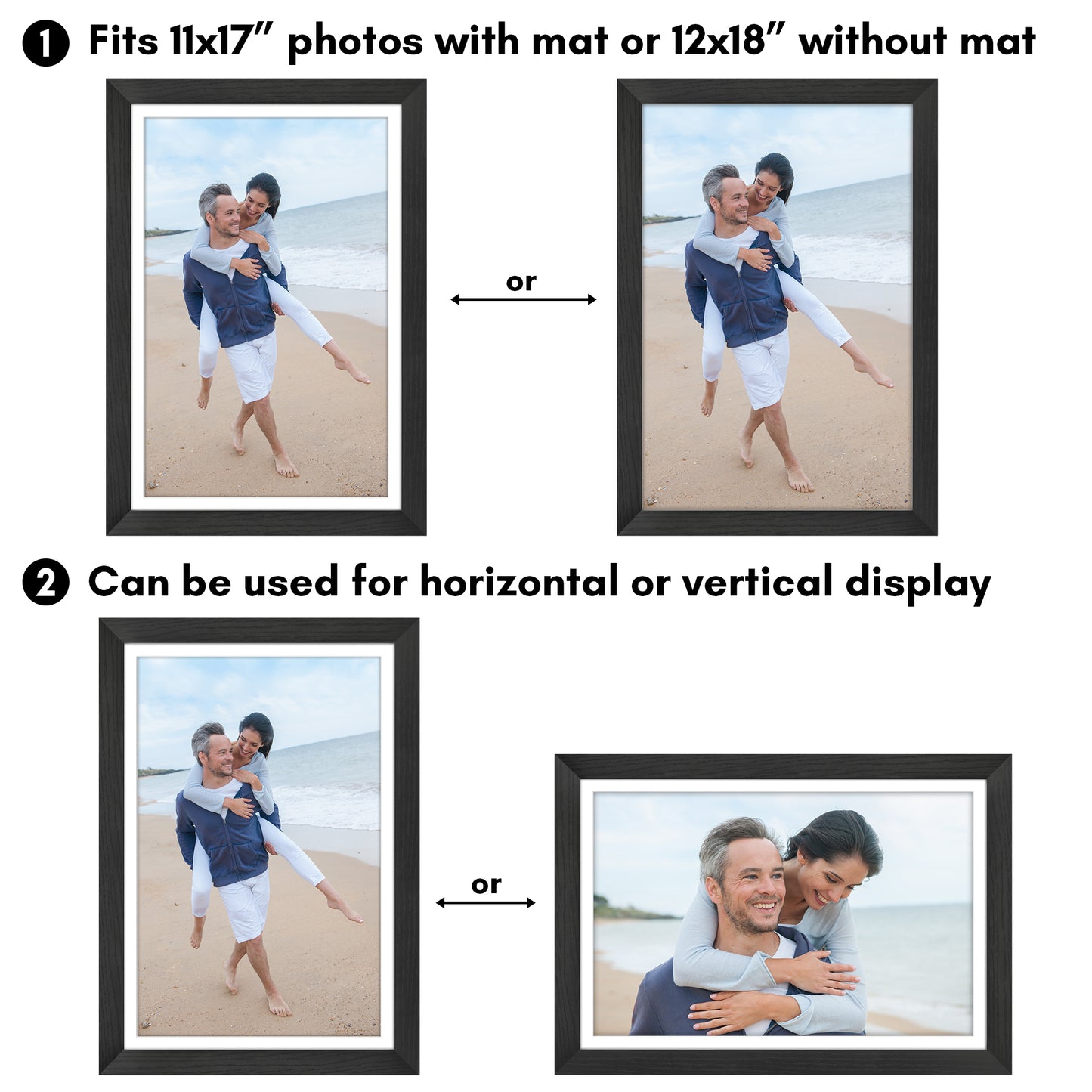 Picture Frame | Wide Molding | Included Mat | Shatter-Resistant Glass | Wall Decor
