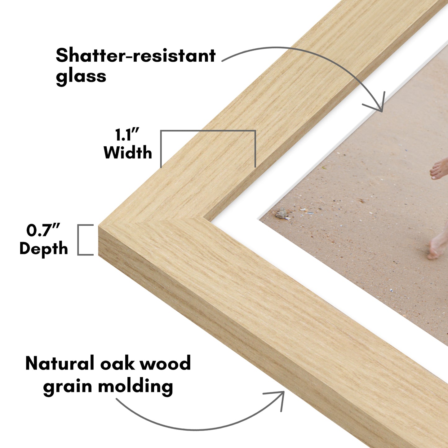 Picture Frame | Wide Molding | Included Mat | Shatter-Resistant Glass | Wall Decor